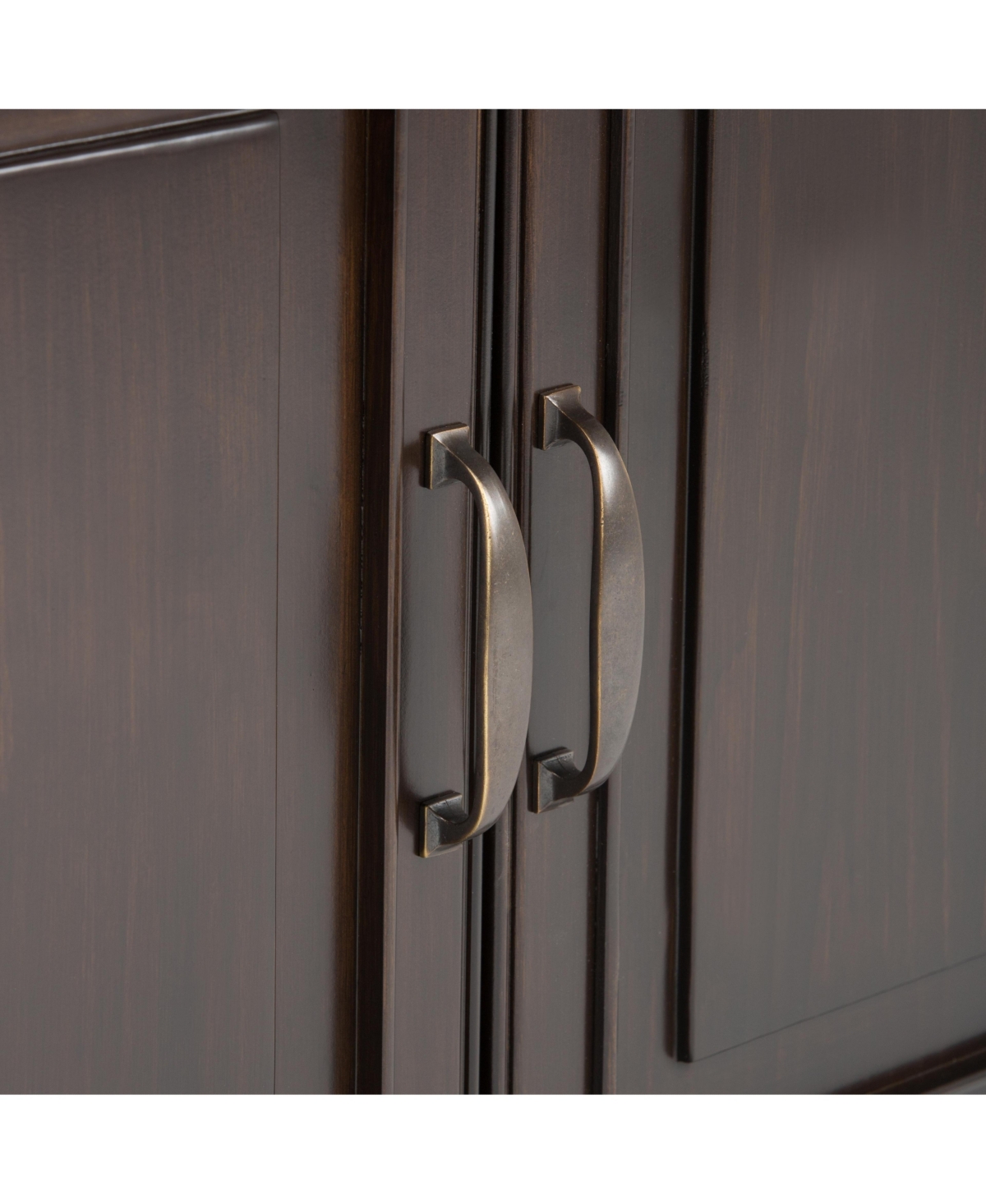 Lovmor Handcrafted Solid Wood Cabinet with Dark Chestnut Brown Finish 2 Drawers and Adjustable Shelves