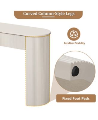 Fluted Entryway Console Table with Drawers (Champagne White)