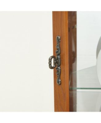 Lighted Corner Curio Cabinet - Glass Display Shelf - OAK