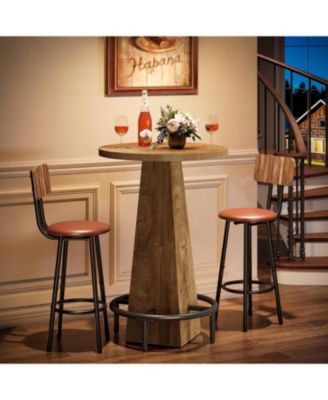 Bar Table, 37.4" High Round Pub Table for Small Spaces, Kitchen, Dining Room (Only Table)