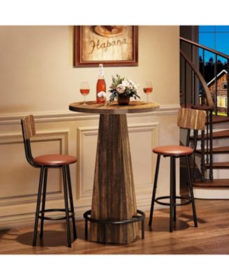 Bar Table, 37.4" High Round Pub Table for Small Spaces, Kitchen, Dining Room (Only Table)