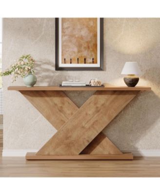 63" Console Table, Farmhouse Wooden Couch Table Behind Sofa with Storage, Long Entryway Sofa Station