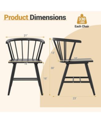 Windsor Dining Chair Set of 4 w/Rubber Wood Frame Curved Spindle Back & Armrest