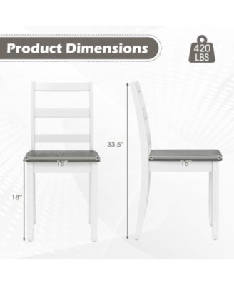 Set of 2 Dining Chairs Ladder Back Armless Side Chair w/ Solid Rubber Wood Legs