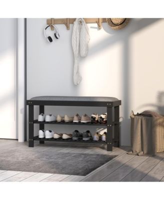 Hallway Shoe Bench with 2-Tier Storage and Seat