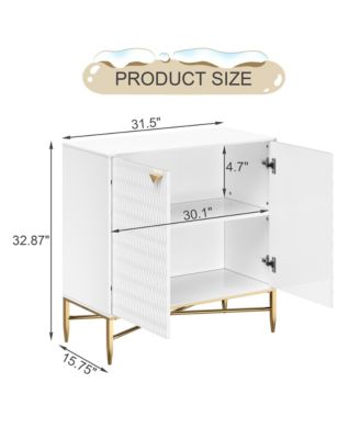 Modern Accent Cabinet with Raised Diamond Pattern Brass Legs and Adjustable Foot Pegs