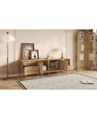 Boho TV Stand for 65-85 Inch TVs, Entertainment Center with Storage & Drawers