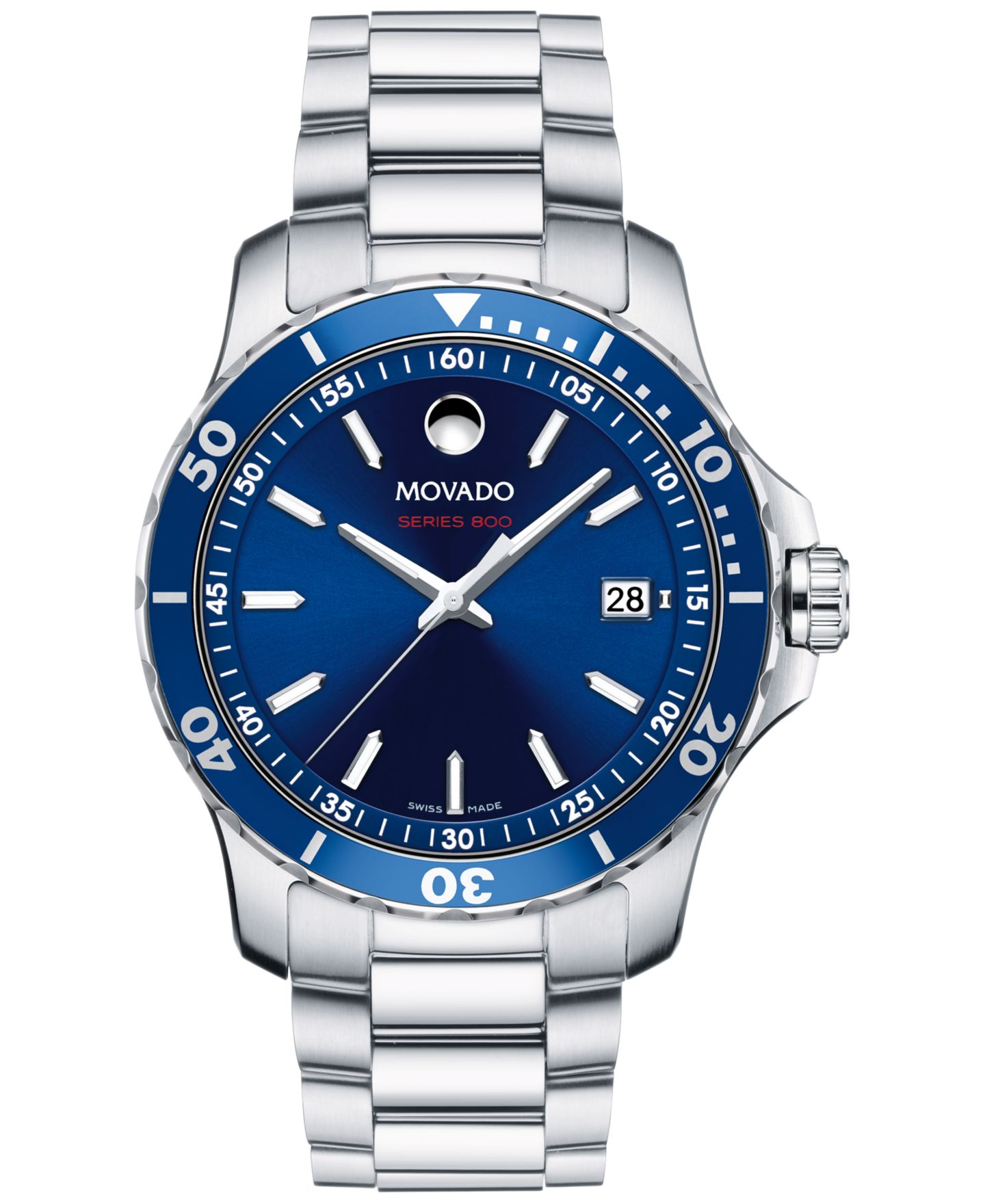 Мужские часы Movado Swiss Series 800 Stainless Steel Bracelet Diver Watch 40mm — фото 1