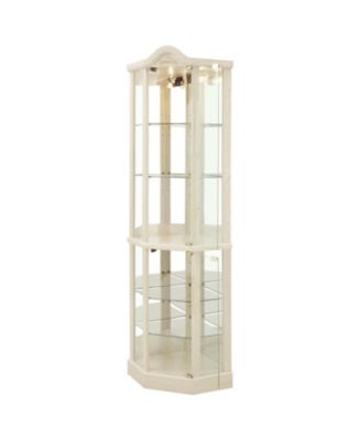 Streamdale Lighted Corner Curio Cabinet - Adjustable Shelves - White