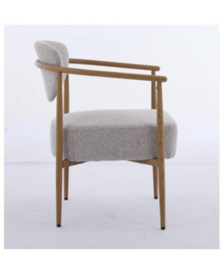 fabric dining/living/bedroom chair with metal frame and wood grain visual