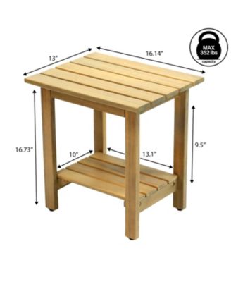 Kellie 16.1" Cottage Classic Slatted Solid Acacia Wood Indoor/Outdoor Side Table with Shelf