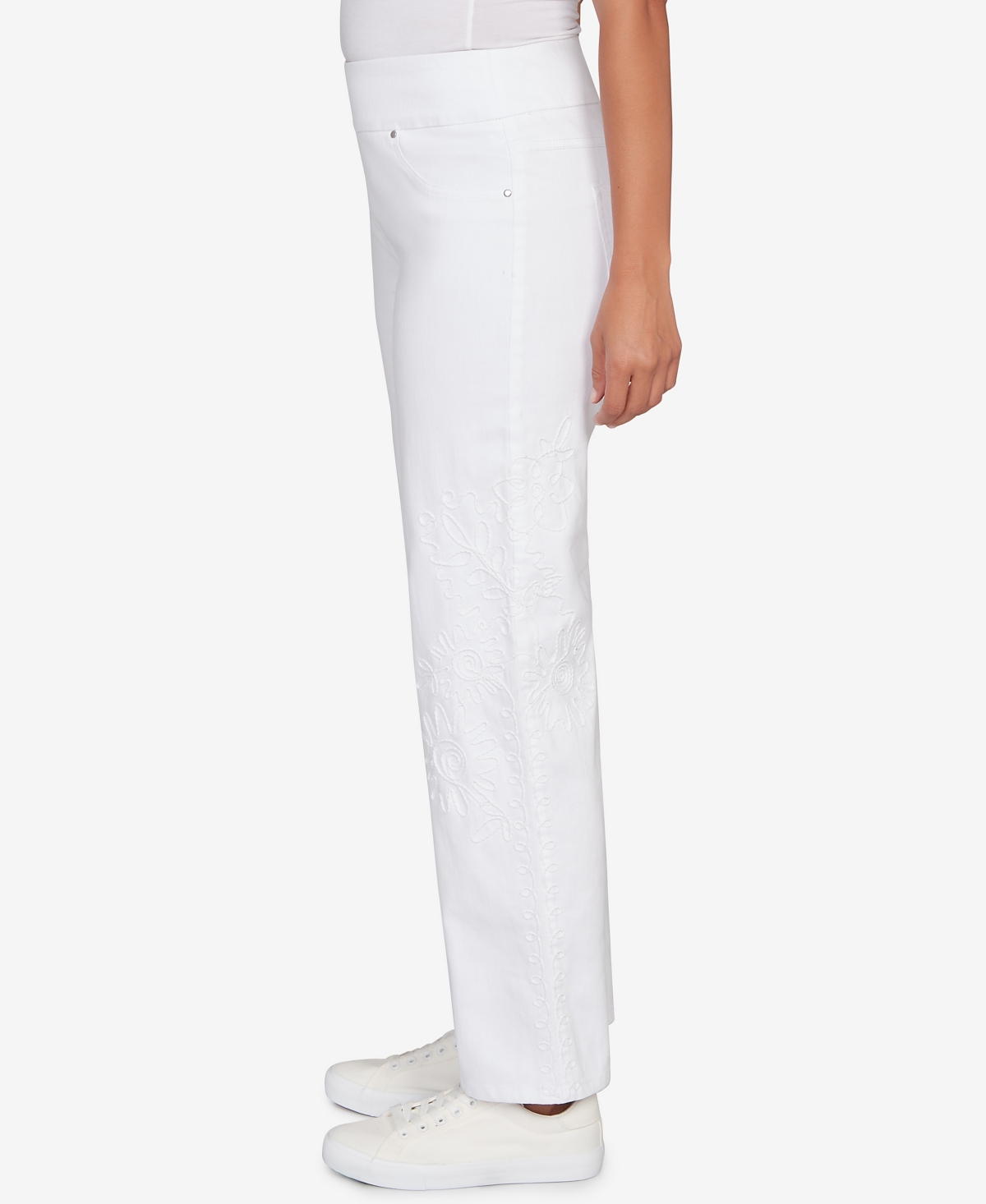 Ruby Rd. Petite Embroidered Stovepipe Pull On Jeans