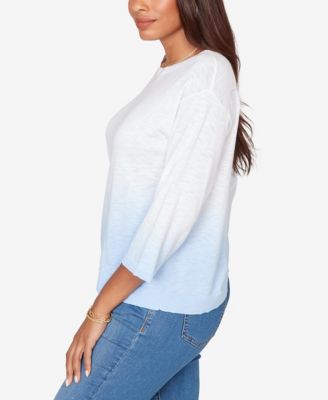 Petite Dip Dye Ombre Cotton Pullover Sweater