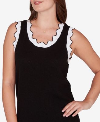 Petite Scallop Trim Sweater Tank Top