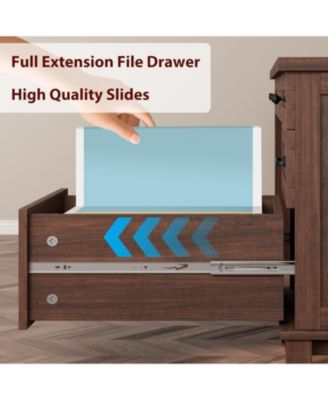 53.5" Farmhouse Executive Desk with File Drawers, Charging Station, Computer Desk with Storage, Home Office Writing Table