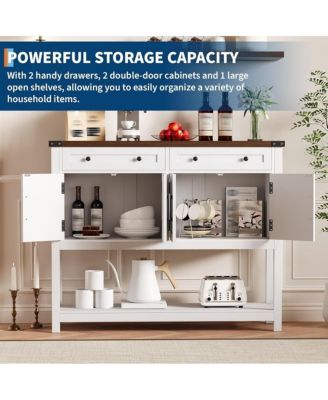 Console Table Buffet Sideboard Sofa Table,with Storage Drawers Cabinets and Bottom Shelf, Farmhouse Buffet Sideboard for Kitchen, Foyer, Brown