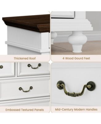 9-drawer rustic dresser, 47" wide with vintage metal handles, perfect for bedroom, closet, or living room storage.