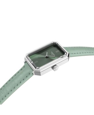 Women's Quartz Green Leather Strap Watch, 21.80mm