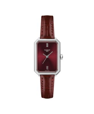 Women's Quartz Red Leather Strap Watch, 21.80mm