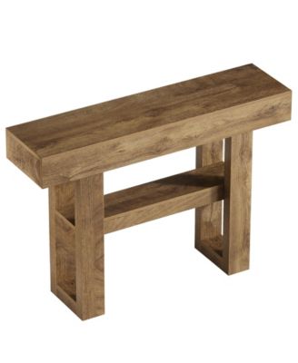 41.34-Inch Farmhouse Console Table, 2-Tier Narrow Sofa Table Behind The Couch,Light Brown