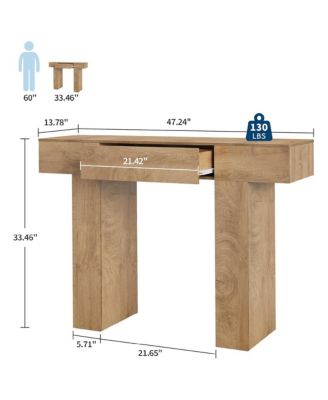 47" Console Table with Drawer – Wooden Industrial Farmhouse Sofa Table for Entryway, Hallway, or Behind Couch