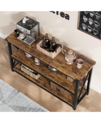 47" Long Console Table, 3-Tier Entryway Table with Storage Shelves, Rectangular Sofa Table for Entryway,"dustrial Entry Table for EntrywayBrown