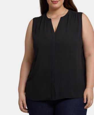 Plus Size Sleeveless Pintuck Blouse