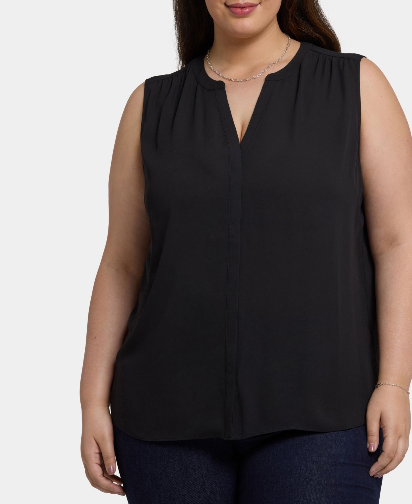 Женская блузка NYDJ Plus Size Sleeveless Pintuck, цвет: Чёрный — фото 2