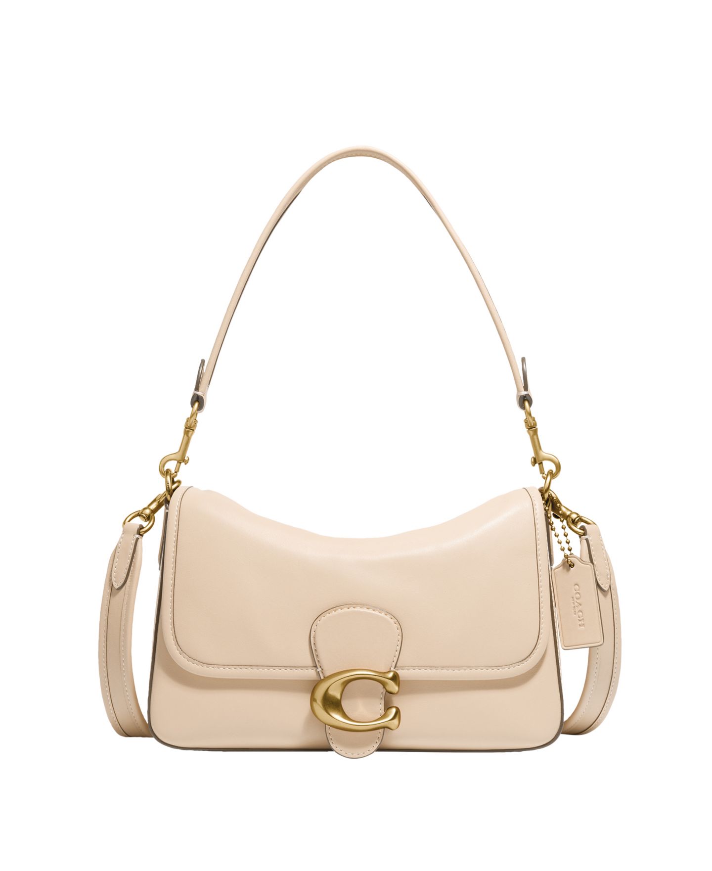 Женская сумка COACH Tabby Medium Soft Leather Shoulder, цвет: Латунный / Слоновая кость — фото 1