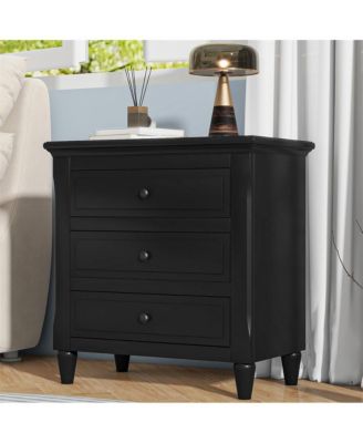Nightstand with 3 Drawers Modern Bedside Table with Smooth Gliding Rails & Metal Handle
