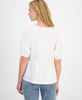 Women's Solid Bow Peplum Top