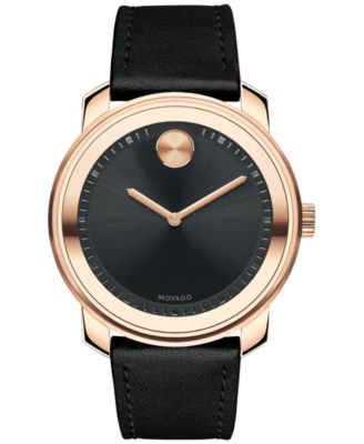 Movado - Men's Swiss Bold Black Leather Strap Watch 43mm 3600376