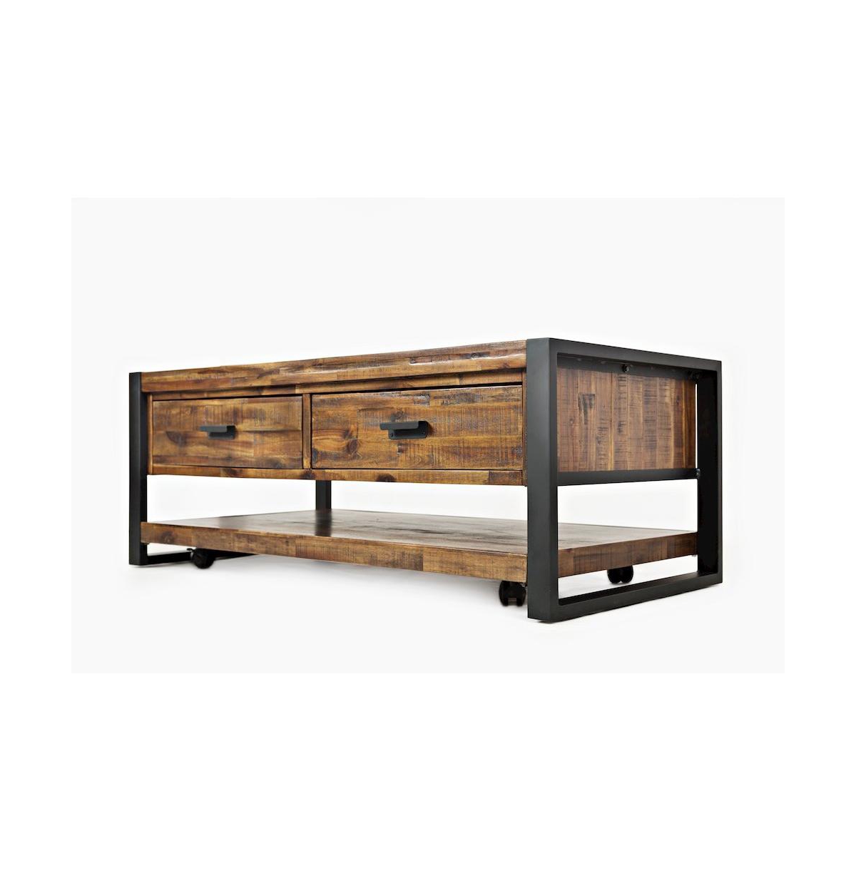 Jofran Loftworks Modern Industrial Distressed Acacia 48" Coffee Table with Drawers