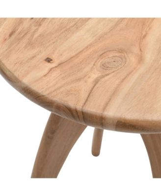 Aero Curved Space Age Round Mid-Century Modern Solid Wood Accent End Table