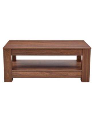 Walnut coffee table, double-layered, MDF, suitable for living room, bedroom, study