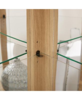 Lighted Corner Curio Cabinet - Light Oak