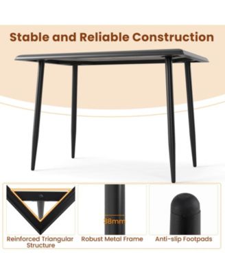 44" Rectangular Kitchen Table with Metal Frame Faux Marble Tabletop Dining Table