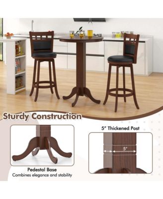 30 Inch Wood Pub Round Dining Table with Pedestal Base Kitchen Diner Table