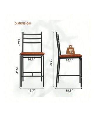 Home Bar Stools Set Of 2/4, Faux Leather Bar Chair With Back, Thick Cushion, Upholstered Counter Height Bar Stools, Footrest For Counter Bar