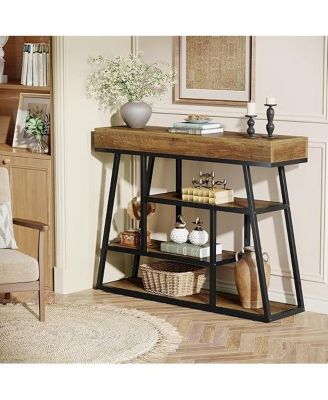 41.3" Entryway Table, Industrial Narrow Console Sofa Table with 4 Tiers Storage Shelves for Entry, Hallway