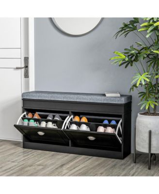 Shoe Organizer Bench with Seat and Lower Shelf