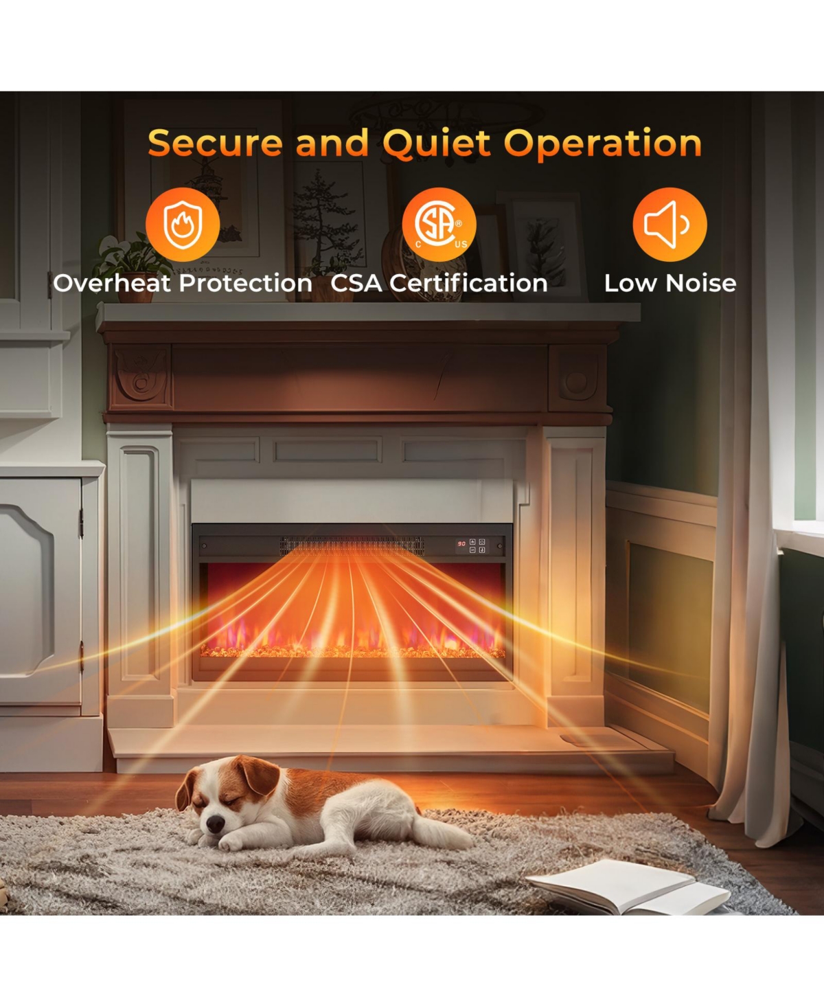 Sugift 26 Inch 1500W Electric Fireplace Insert with Remote Control