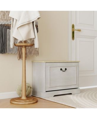 Modern Entryway Shoe Storage Bench with Flip Top Drawer