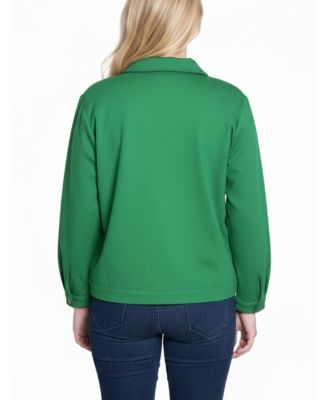 Petite Long Sleeve Ponte Cropped Jacket