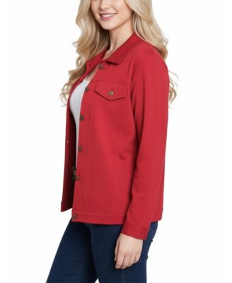 Petite Long Sleeve Ponte Cropped Jacket