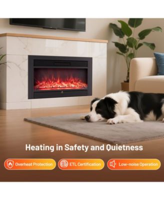 36" Electric Fireplace Insert 1500W Recessed Fireplace Heaterwith Remote Control