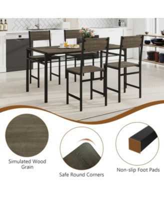 Set of 4 Dining Chairs w/Metal Legs Slanted Back Wide Seat for Living Room