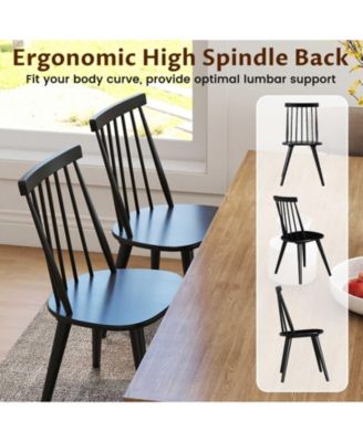 Windsor Dining Chairs Set of 2 w/Rubber Wood Frame High Spindle Back for Home
