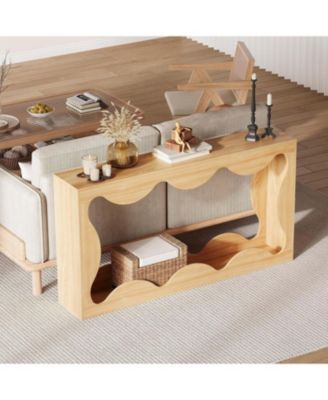 63" Farmhouse Entryway Table,Console Table with Storage,Sofa Table Behind Couch,Narrow Entry Table, Brown