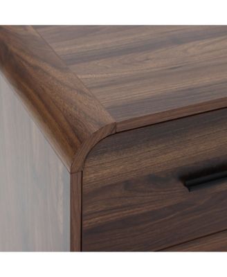 Walnut Finish 2-Drawer Nightstand & End Table, Engineered Wood with Rounded Corners